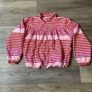 Hunter x Target Jacket Kids Sz XL Bubble Cropped Red Striped Full Zip Raincoat